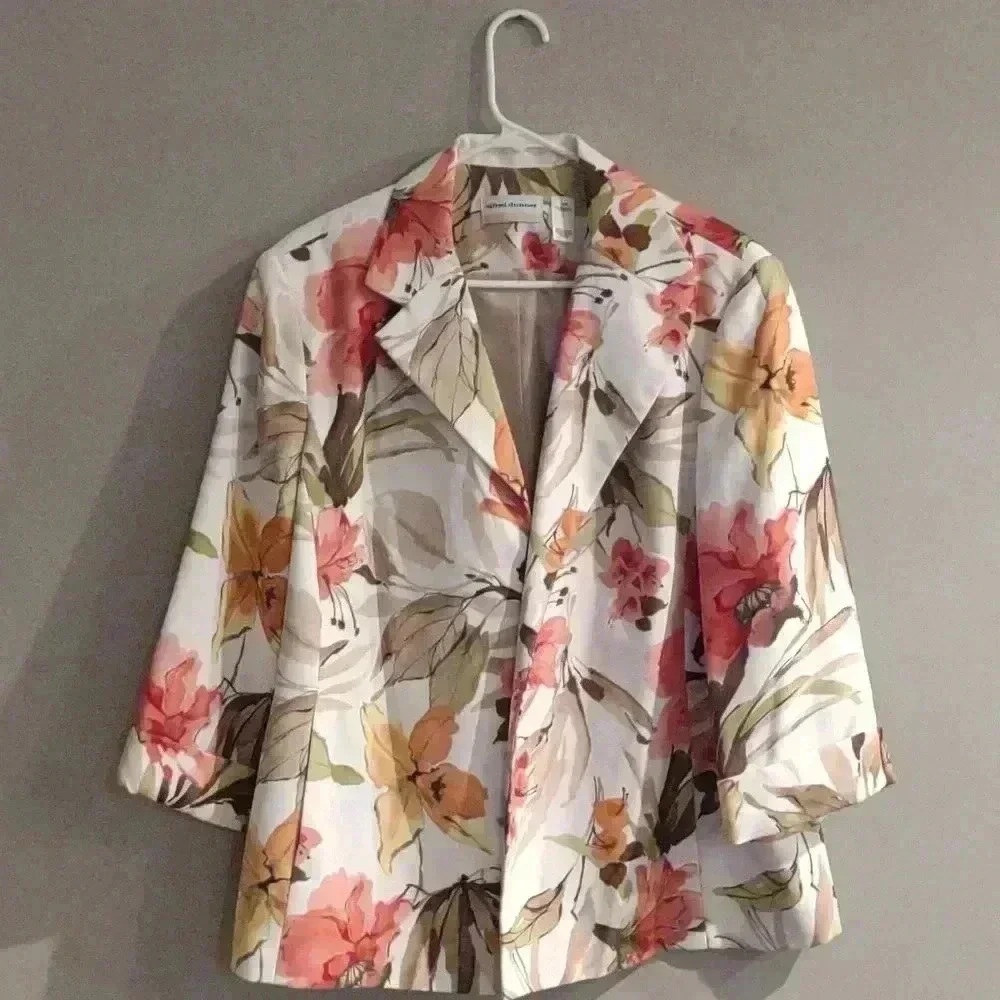 Alfred Dunner flowered lined open‎ front blazer women's 20W